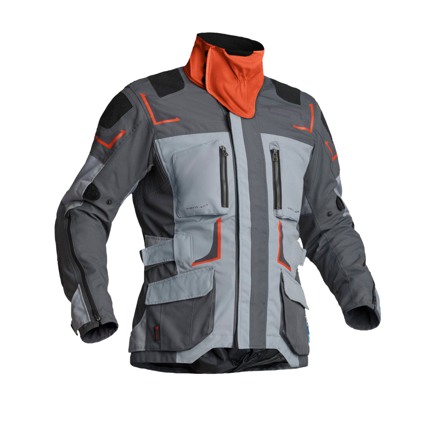 Lindstrands Textile Jacket Myrvik Light Grey/Black/Orange