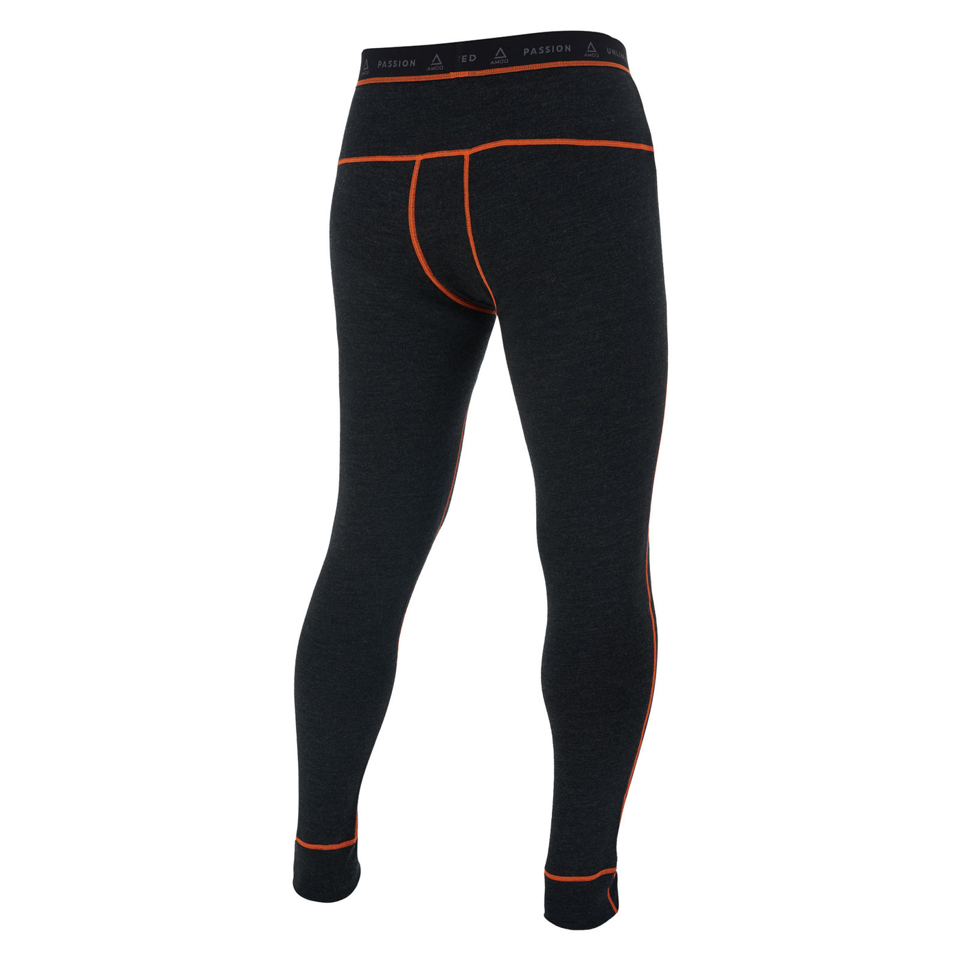 AMOQ 100% Merino Base Layer Pants Gray/Orange