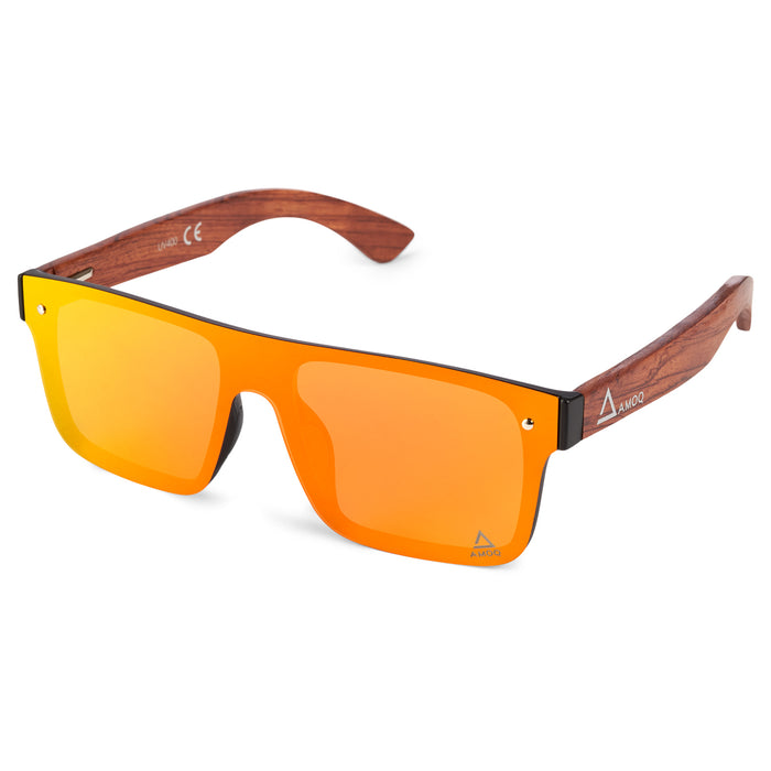 AMOQ Burst Sunglasses PLRZD Wood-Red mirror