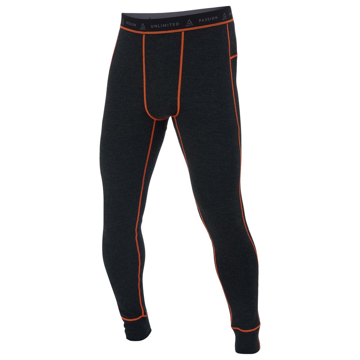 AMOQ 100% Merino Base Layer Pants Gray/Orange