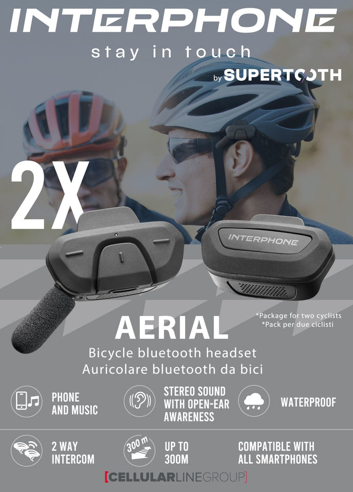 Interphone Aerial bicycle BT headset Twin Pack
