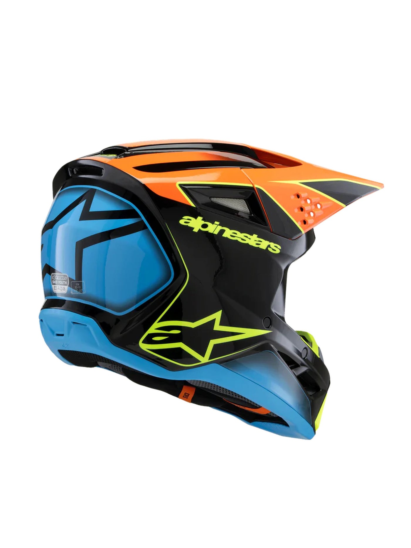 Alpinestars Helmet SM3 Youth Fray Black/Orange/YEllow Fluo