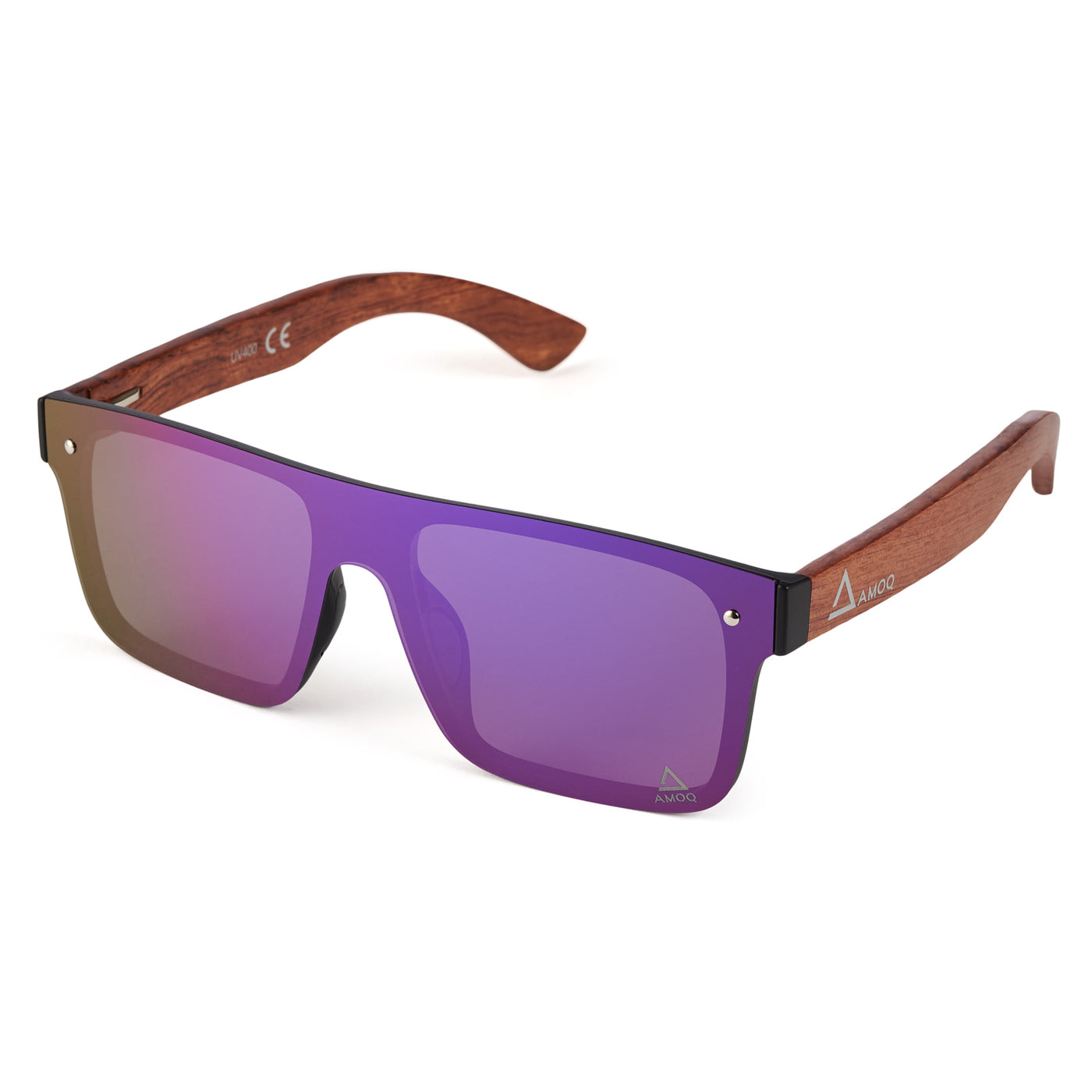 AMOQ Burst Sunglasses PLRZD Wood-Purple Red Mirror