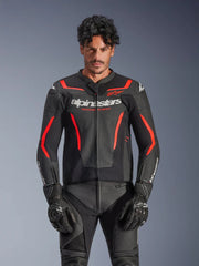 Alpinestars Leather Jacket GP Force v2 Black/Fluo Red