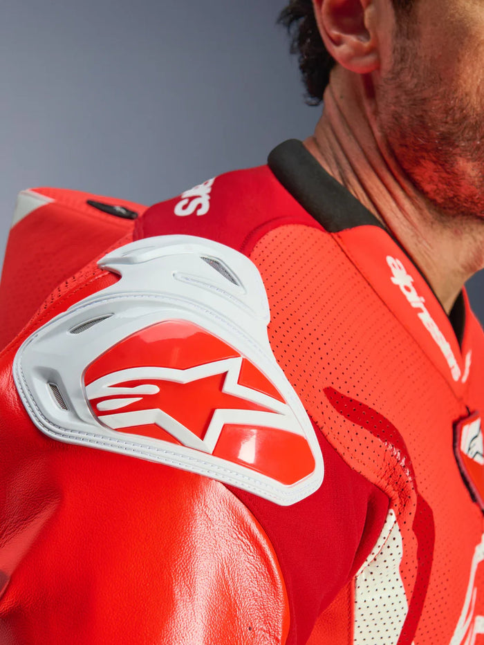Alpinestars Leather suite 1-pcs GP Tech v5 Fluo Red/White