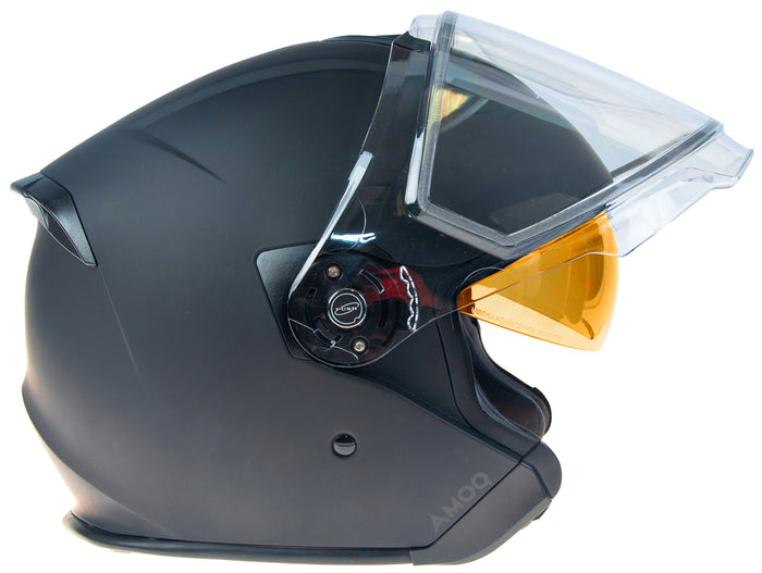 AMOQ Cluster Electric visor Jet Helmet Blackout