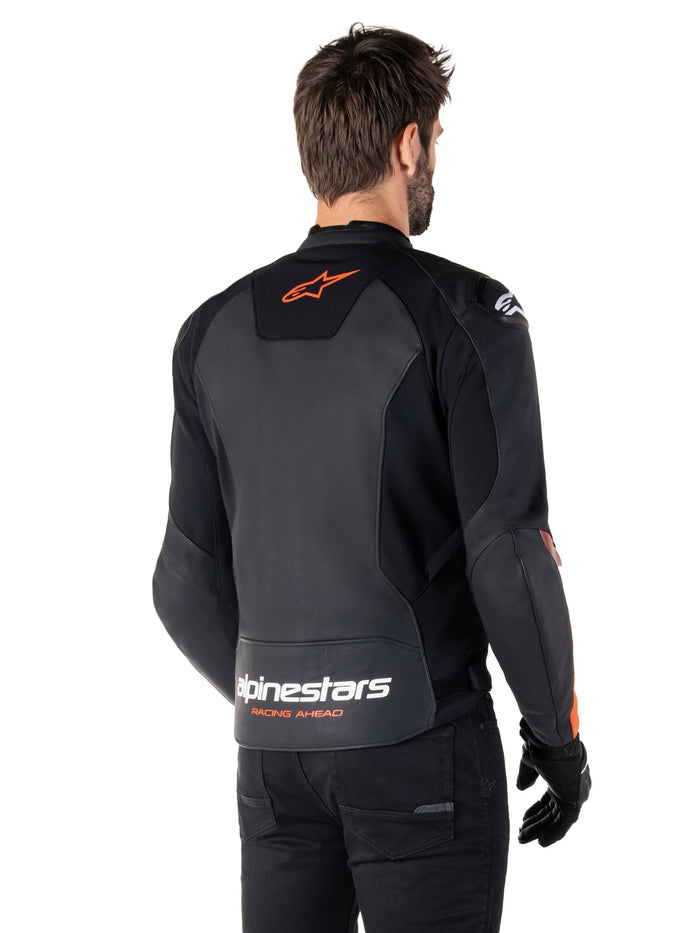 Alpinestars Leather Jacket Faster v3 Black/Red Fluo