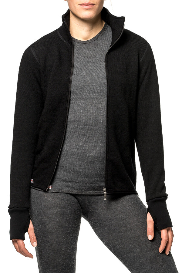 Woolpower Full zip 400 Merino Mid layer Jacket black
