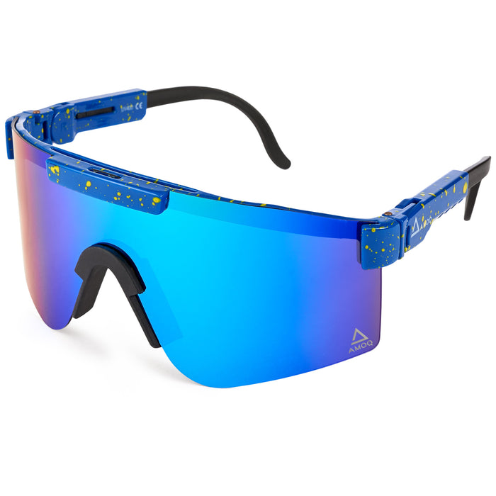 AMOQ Comet Sunglasses Blue Splash - Green Mirror