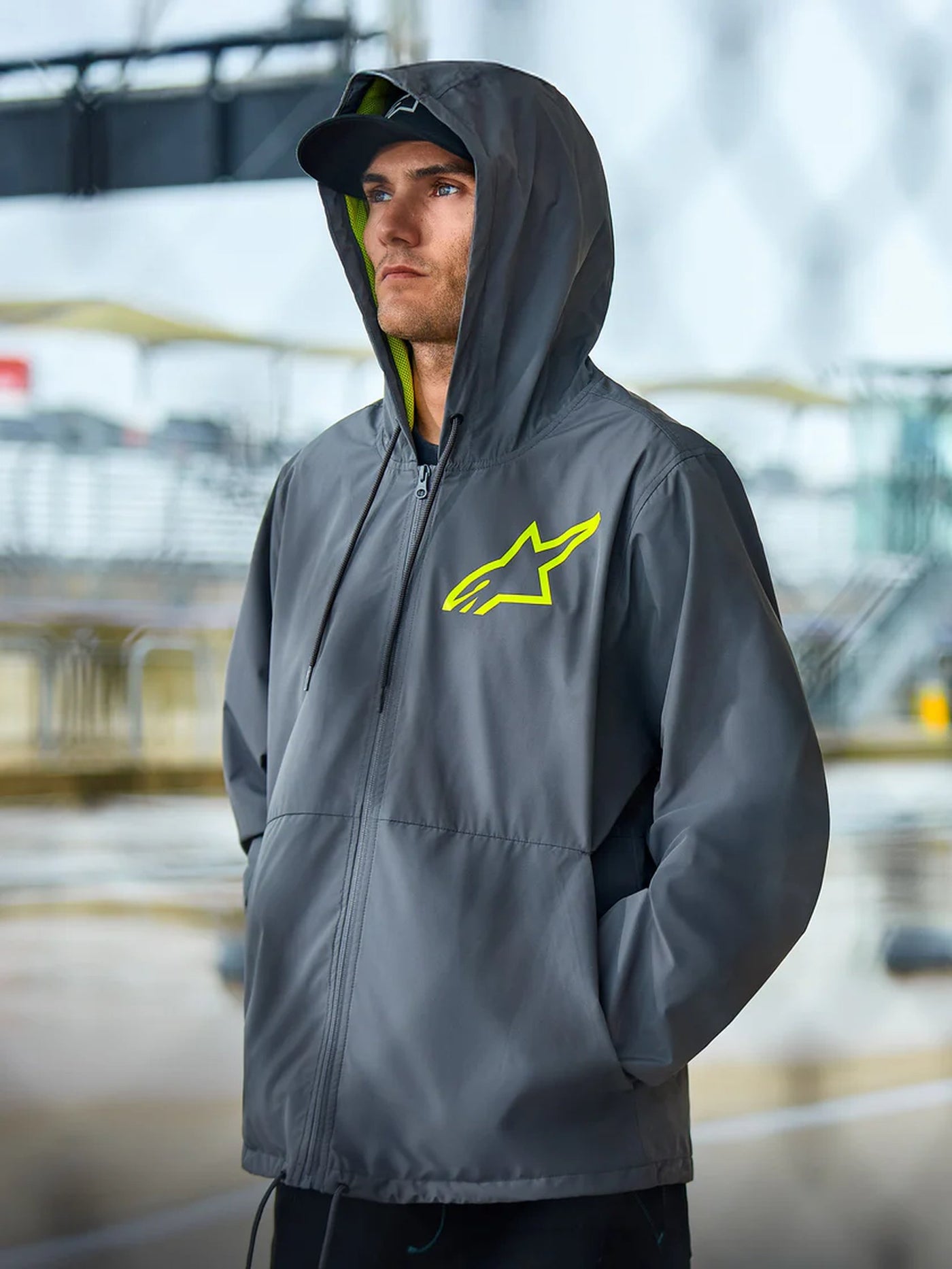 Alpinestars Jacket Speeder Chromium Windbreaker Charcoal Fluo Yellow