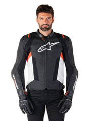 Alpinestars Leather Jacket Missile v3 Black/White/Red Fluo
