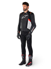 Alpinestars Leather Jacket Missile v3 Black/White/Red Fluo