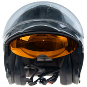 AMOQ Cluster double visor Jet Helmet Blackout