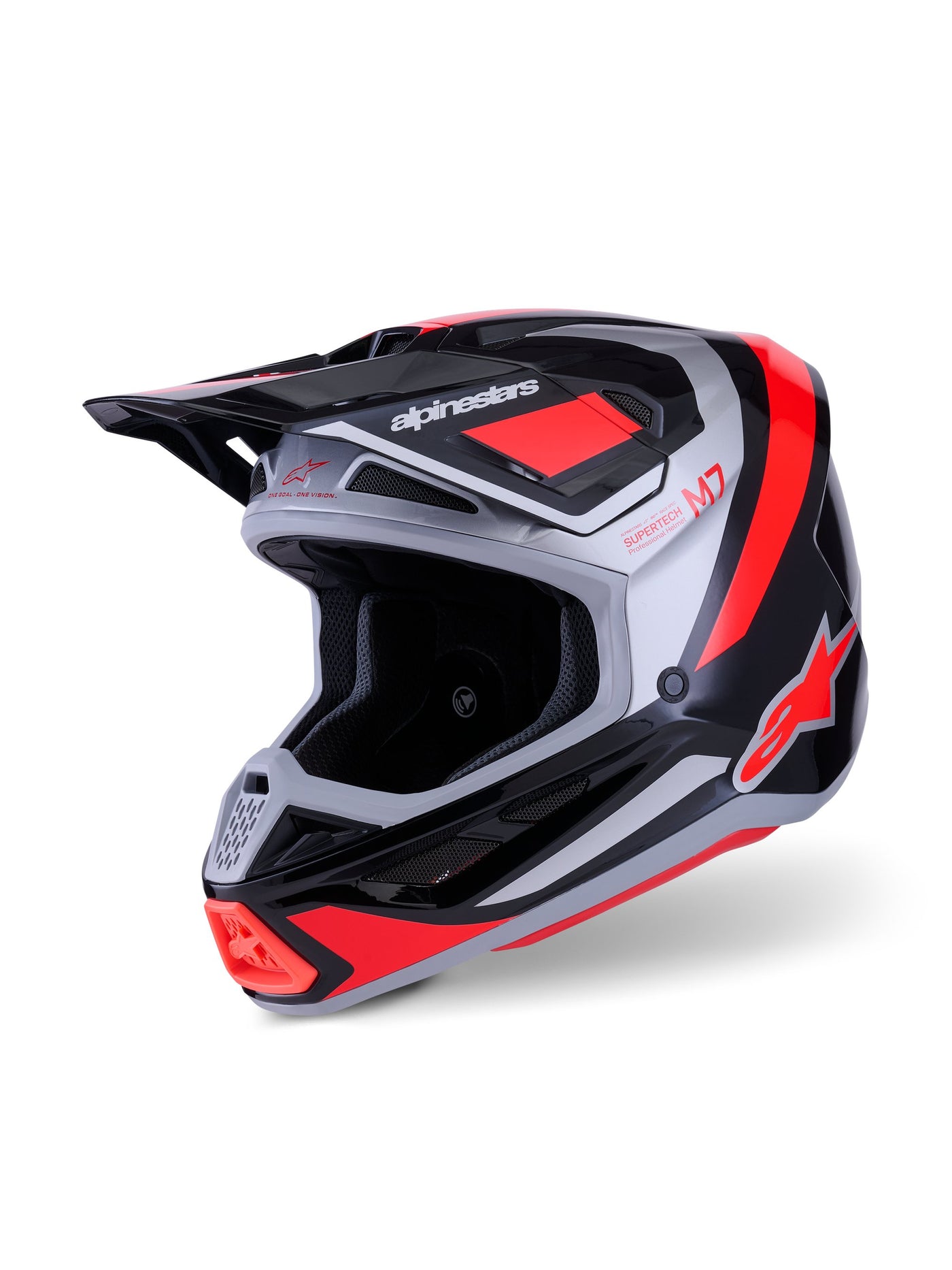 Alpinestars Helmet S-M7 Rise Black/Silver/Fluo Red