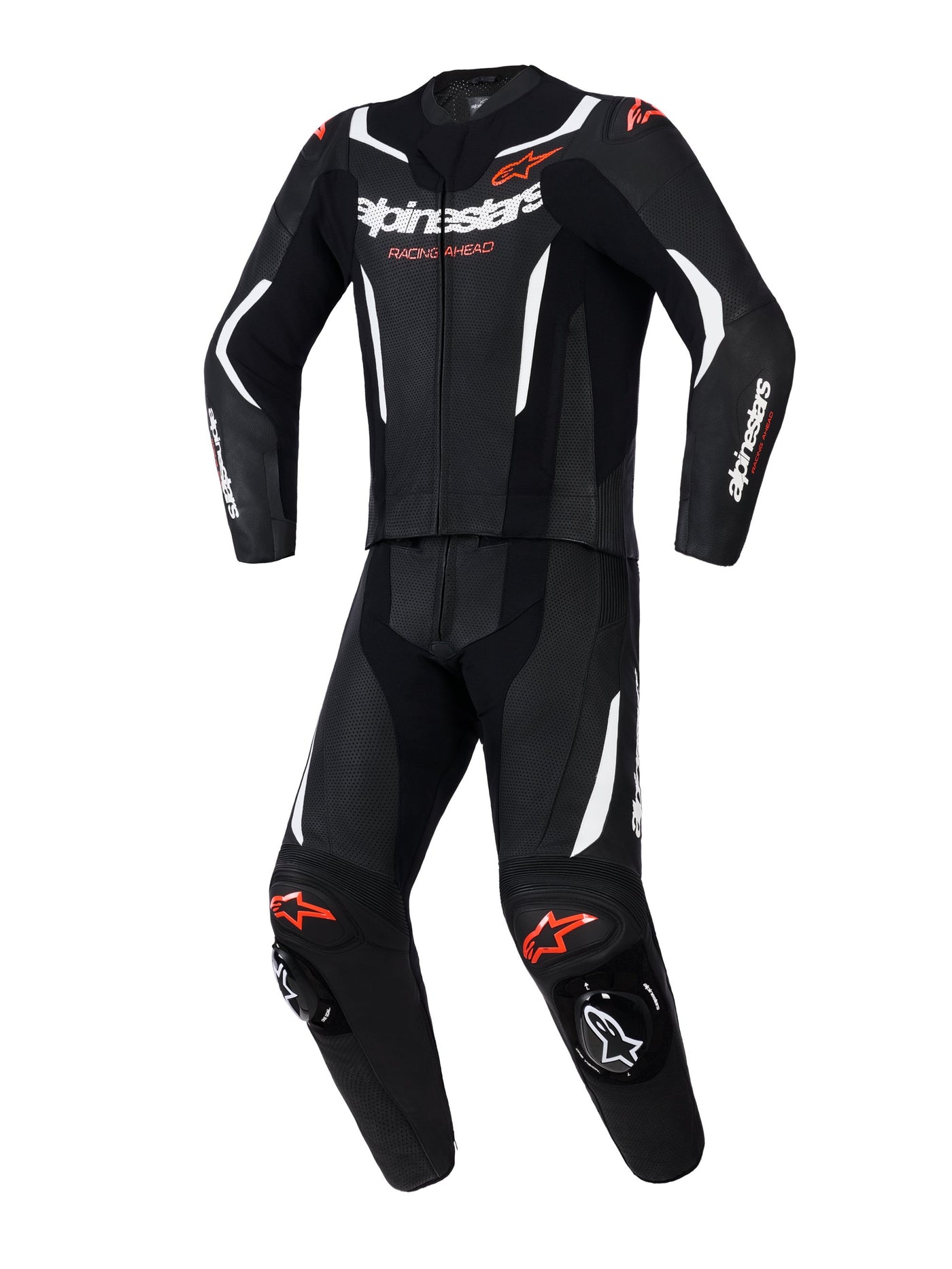 Alpinestars Leather suit 2PCS GP Force V2 Black/White/Fluo Red