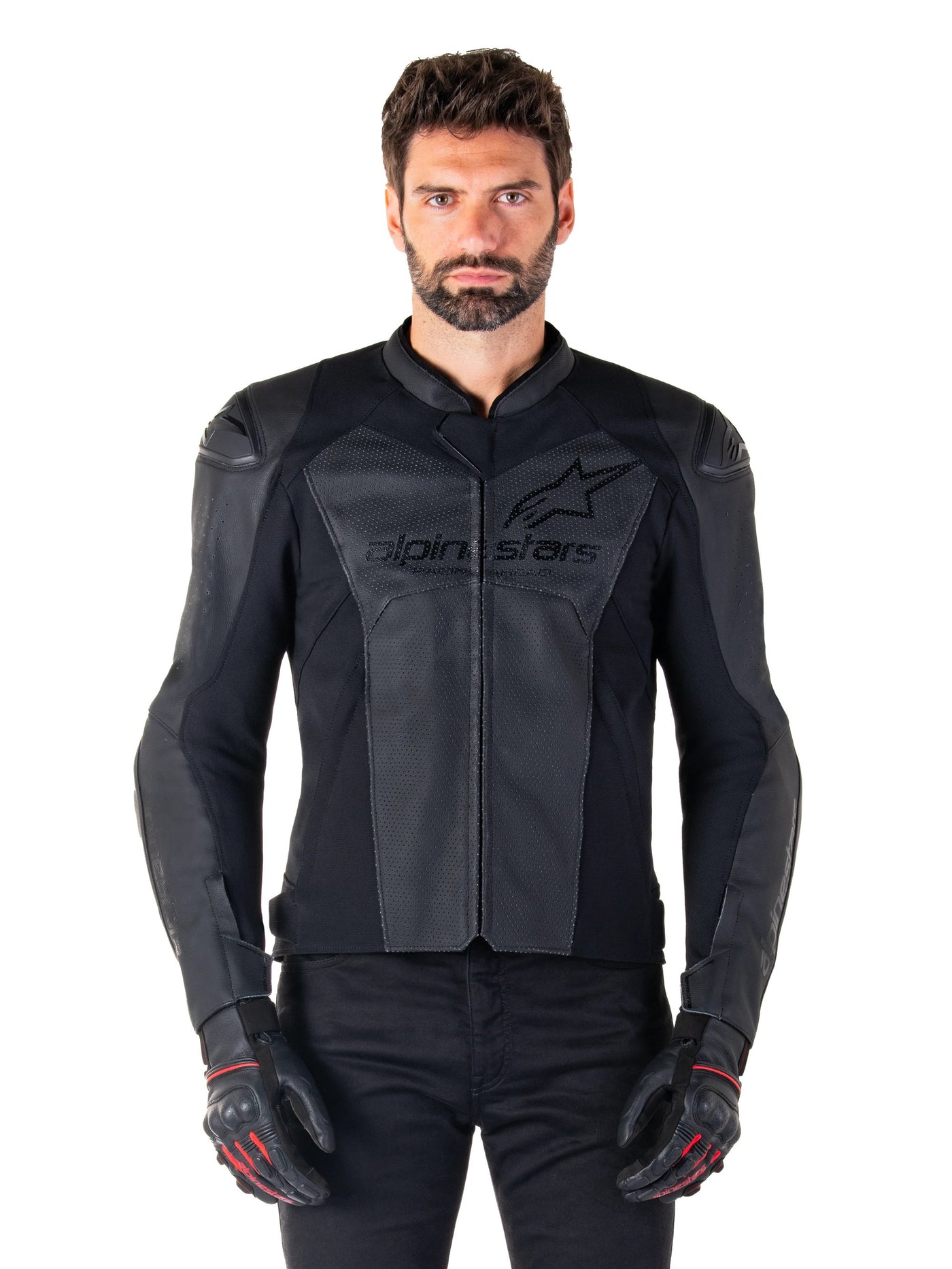 Alpinestars Leather Jacket Faster v3 Airflow Black/Black