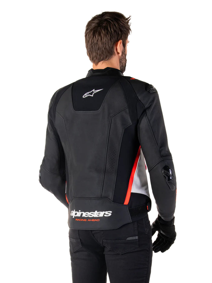 Alpinestars Leather Jacket Missile v3 Black/White/Red Fluo