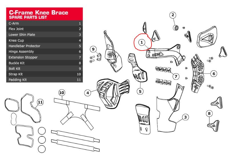 Leatt C-Arm C-Frame Alu Forged Right S/M L/XL