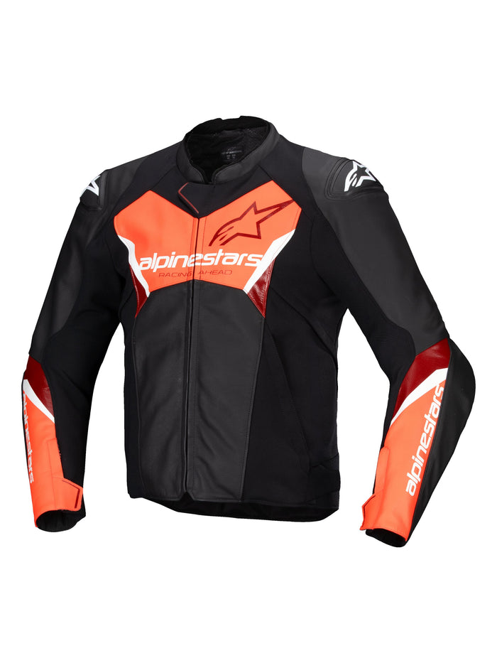 Alpinestars Leather Jacket Faster v3 Black/Red Fluo