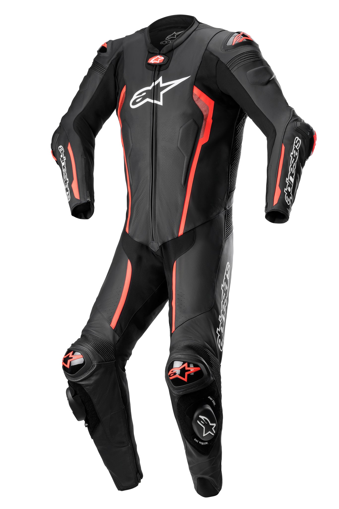 Alpinestars Leather suite 1-pcs Missile v2 Black/Red fluo
