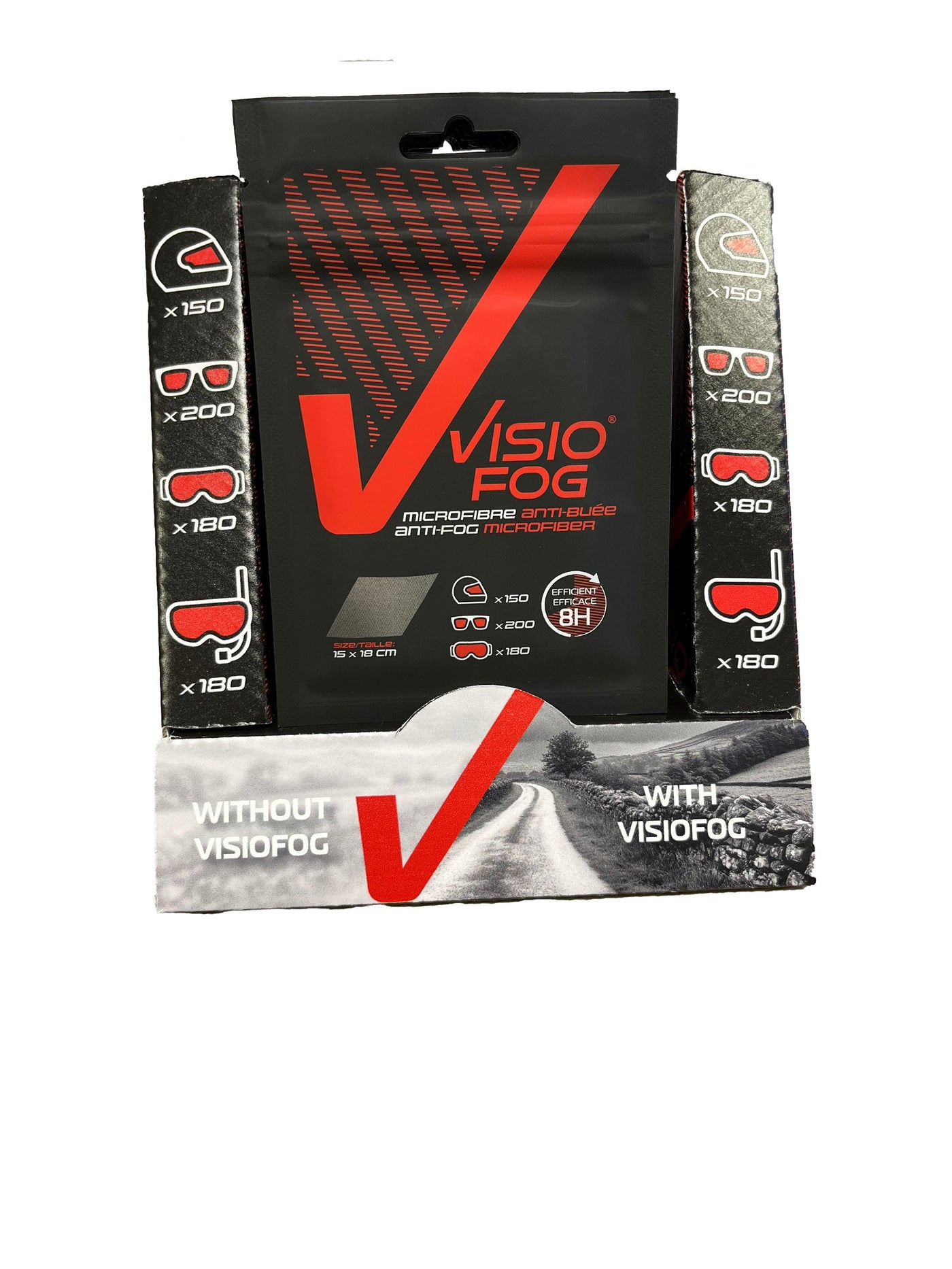 VISIOFOG Full counter Display Antifog microfiber wipe x20