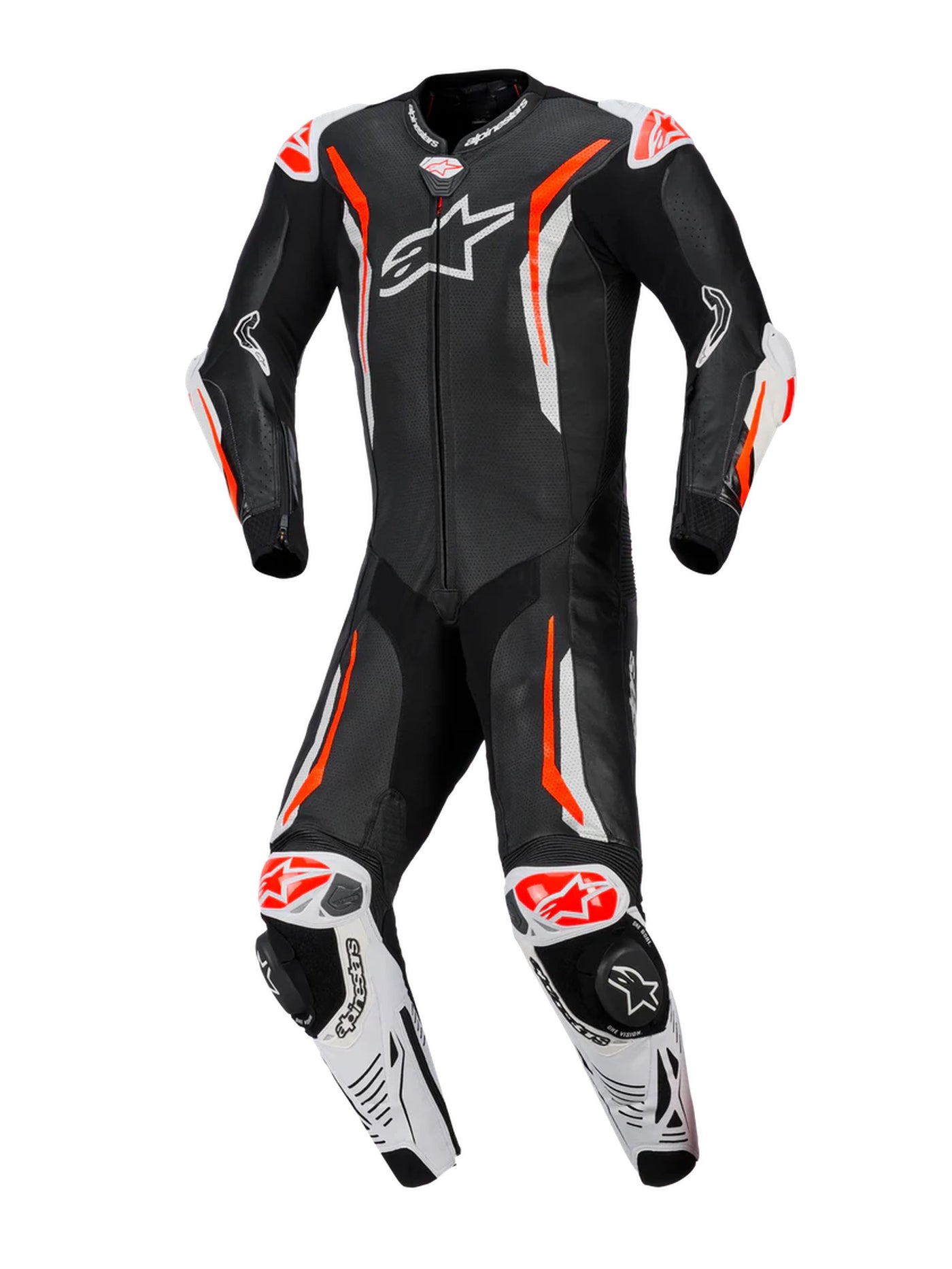 Alpinestars Leather suite 1-pcs GP Tech v5 Black/White/ Fluo Red