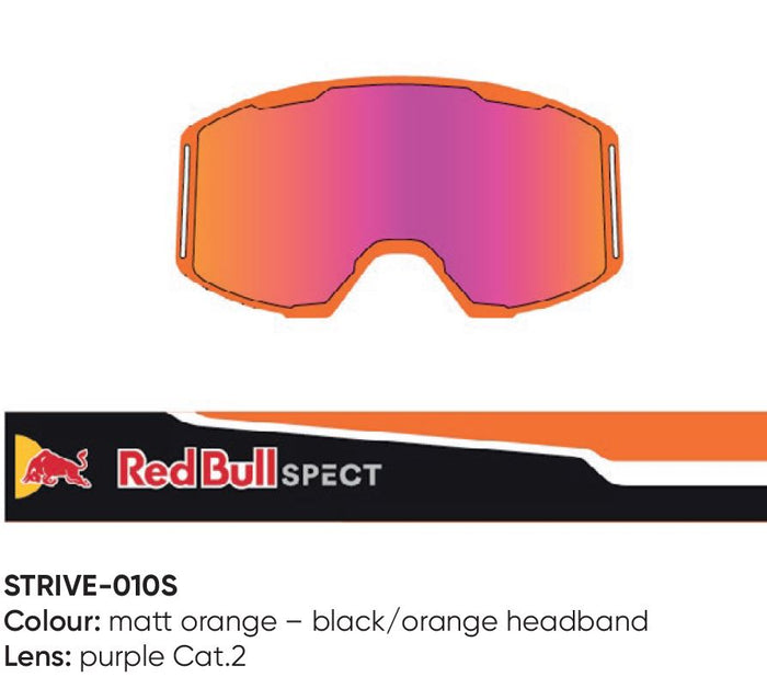 Spect Red Bull Strive MX Goggles Single lens Black/Orange purple