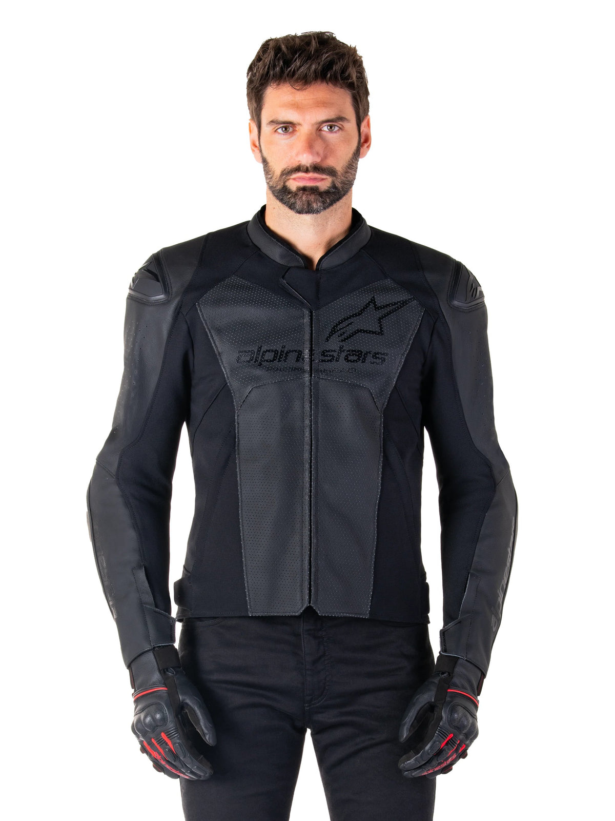 Alpinestars Leather Jacket Faster v3 Airflow Black/Black