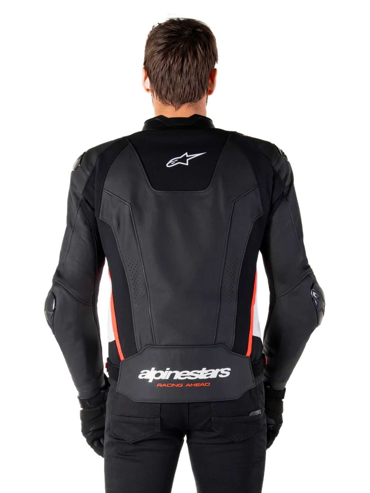 Alpinestars Leather Jacket Missile v3 Black/White/Red Fluo