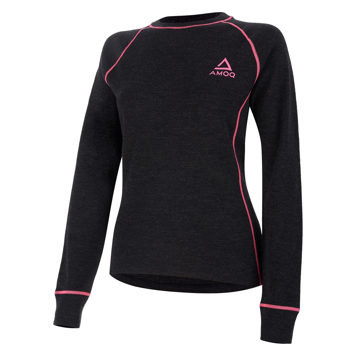 AMOQ 100% Merino W's Base Layer Jersey Gray/Pink